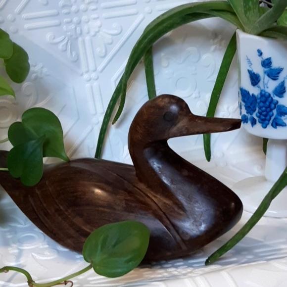 Wood Carved Duck Home Accent